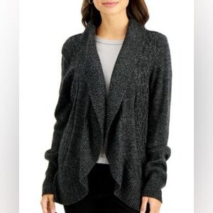 Karen Scott Gray Open Front Cocoon Cardigan Sweater 2X